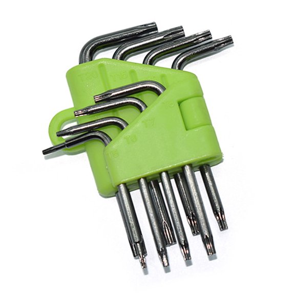Precision Star Screwdriver Set, 8 Piece L Shaped Steel Driver Tools with Foldable Holder for Small Screw Repair, Home Maintenance and Device Service