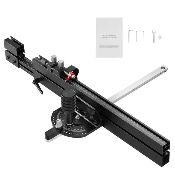 Precision Table Saw Miter Gauge, 3/4''x3/8'' Slot, Aluminum Alloy, 19-35'' Fence, 15 Angle Stops, Spring Plunger, Removable Disc