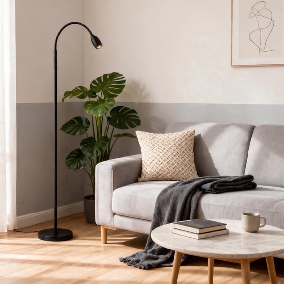 Precision Task Standing Lamp With Adjustable Beam & Flexible Gooseneck - Dimmable Focus Light For Reading & Office Work