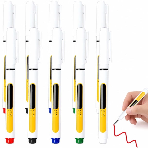 Precision Tip Quick-Dry Oil-Based Marker Pen, 20mm Long Nib Permanent Markers for Metal, Wood, Plastic, Glass, Carpentry & Construction