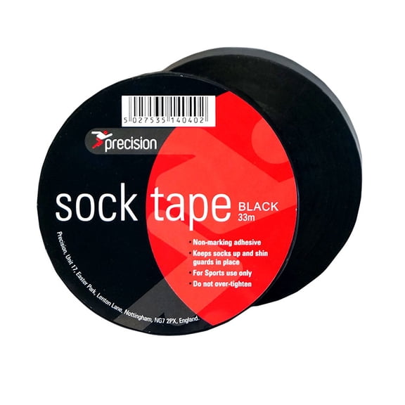 Precision Training Soccer Rugby Sports Sock Tape 33m - Black