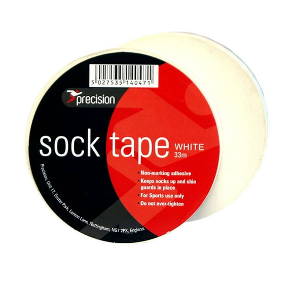 Precision Training Soccer Rugby Sports Sock Tape 33m - White