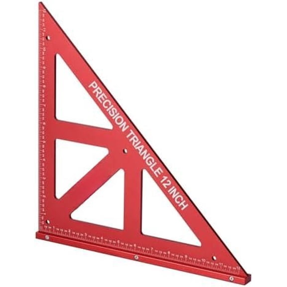 Precision Triangle Square 12inch, Metric & Imperial Scale Framing Square for 90 and 45- Measurement, Alloy Architect Ruler for Carpenter