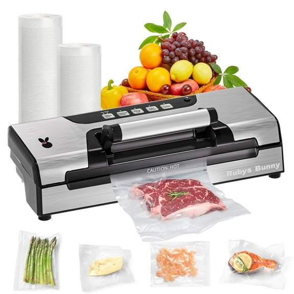 Precision Vacuum Sealer, 90Kpa Vacuum Sealer Machine, 10-in-1 Functions, Easy-lock Handle, Double Pump Vacuum Sealer Machine with Bags Storage, Built-in Cutter, Stainless Steel Y101