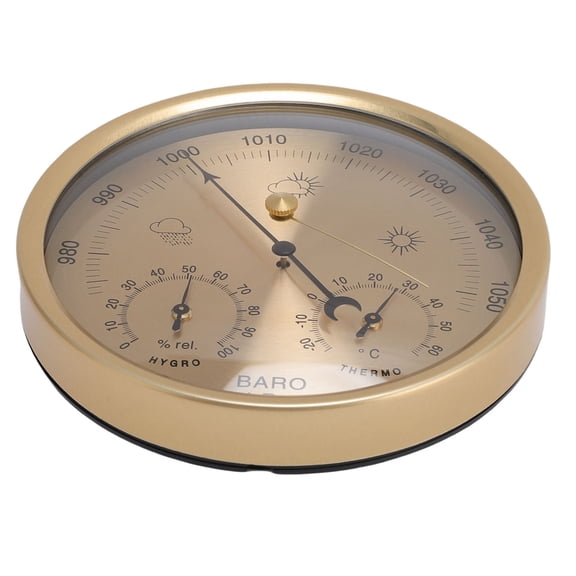 Precision Wall Hanging 3-in-1 Weather Forecast Station Gold Dial Barometer Hygrometer Thermometer for Home and Office (5.12 inches / 13.0 cm)