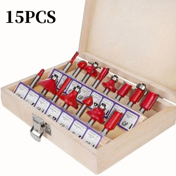 Precision Woodworking Router Bit Set 15/100Pcs, 1/4 Carbide Handle, Easy Grip, for Milling Carving, Gift for Woodworkers