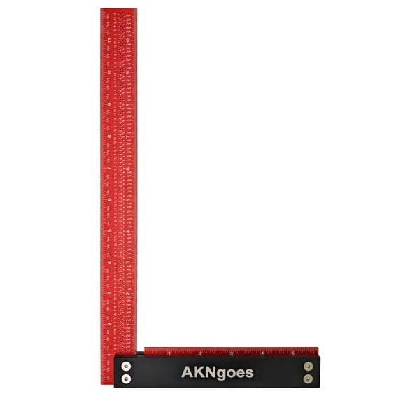 Precision Woodworking Square Ruler for Measuring and Marking, Square Ruler with Support Lip, Self Standing for Quick Measurement, Framing Tool for Professional Carpentry Use - 12 Inch