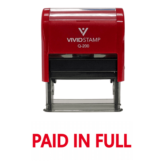 Precision and Convenience: VIVID STAMP Self-Inking PAID IN FULL Rubber Stamp (Red Ink) - Medium