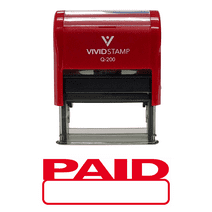 Precision and Convenience: VIVID STAMP Self-Inking PAID Rubber Stamp (Red Ink) - Medium