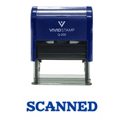 Precision and Convenience: VIVID STAMP Self-Inking SCANNED Office Rubber Stamp (Blue Ink) - Medium