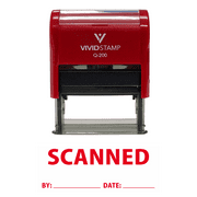 Precision and Convenience: VIVID STAMP Self-Inking Scanned By Date Rubber Stamp (Red Ink) - Medium