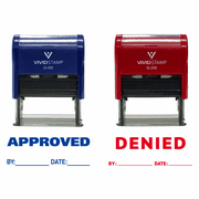 Precision and Convenience: Vivid Stamp APPROVED / DENIED By Date Self Inking Rubber Stamp - 2 PACK (Blue Ink / Red Ink) Medium