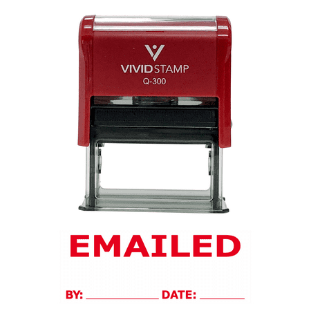 Precision and Convenience: Vivid Stamp Emailed By Date Self Inking Rubber Stamp (Red Ink) Large