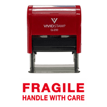 Precision and Convenience: Vivid Stamp FRAGILE HANDLE WITH CARE Self Inking Rubber Stamp (Red Ink) - Medium