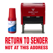 Precision and Convenience: Vivid Stamp Return To Sender Not At This Address Self Inking Rubber Stamp Combo With Refill (Red Ink) - Medium