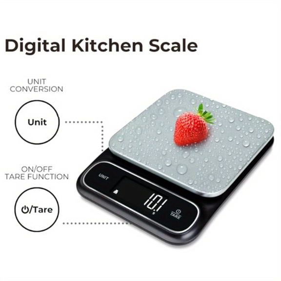 Precision digital kitchen scale, with an accuracy of 0.1 grams - made of stainless steel and waterproof, - ideal for cooking, baking, and portion control kitchen supplies