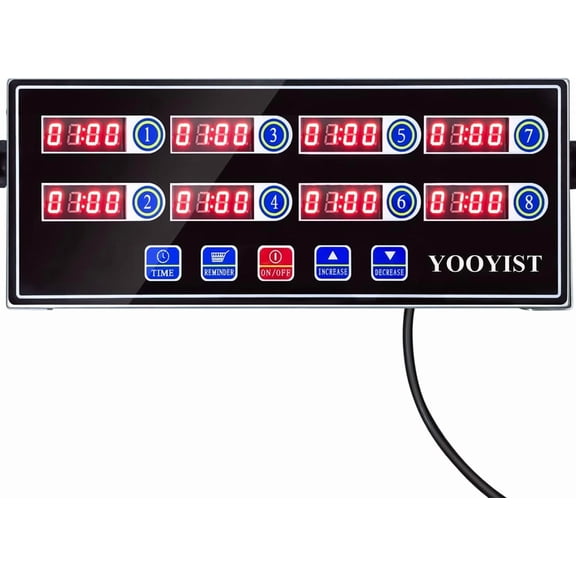 Precision s for Cooking 8 Channel Commercial Restaurant Kitchen Supplies Stainless Steel Digital LED Chef Cooking Timer Reminder Function, Loud Alarm, Black