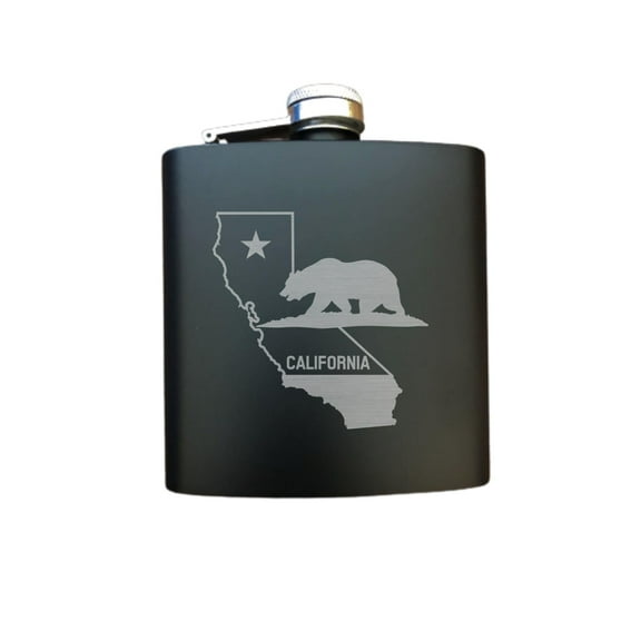 PrecisionNC California Pride State Flag Engraved Stainless Steel 6 oz Flask Birthday Gifts Flask