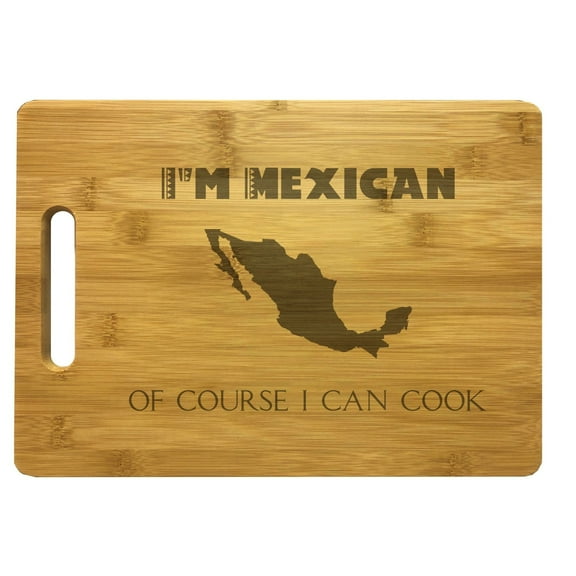 PrecisionNC Chef Gifts I'm Mexican Of Course I Can Cook Engraved Large Sized Natural Wood Cutting Board Kitchen Decor Bamboo