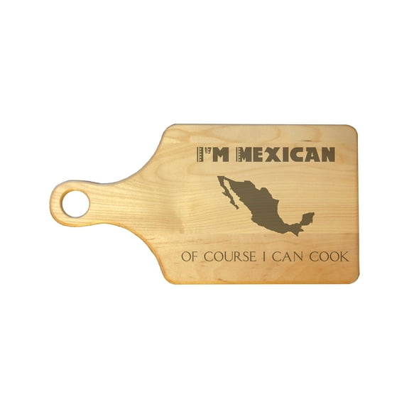 PrecisionNC Chef Gifts I'm Mexican Of Course I Can Cook Engraved Paddle Shaped Natural Wood Cutting Board Kitchen Decor Maple