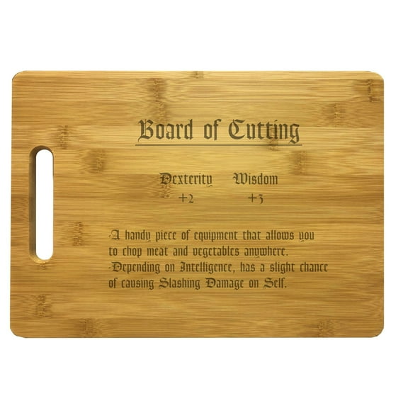 PrecisionNC D&D Roleplaying Board of Cutting Engraved Large Sized Natural Wood Cutting Board Nerdy Gifts Dungeons Dragons Bamboo