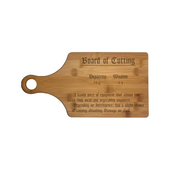 PrecisionNC D&D Roleplaying Board of Cutting Engraved Paddle Shaped Natural Wood Cutting Board Nerdy Gifts Dungeons Dragons Bamboo