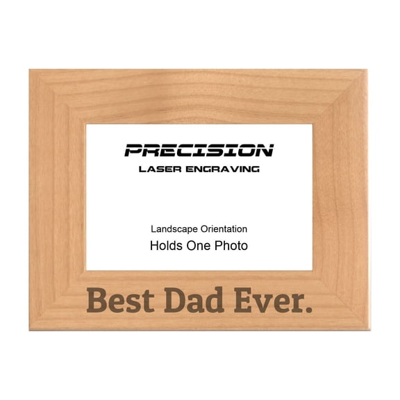 PrecisionNC Dad Frames Best Dad Ever Engraved Natural Wood Picture Frame Gift from Son Daughter 5x7 Landscape