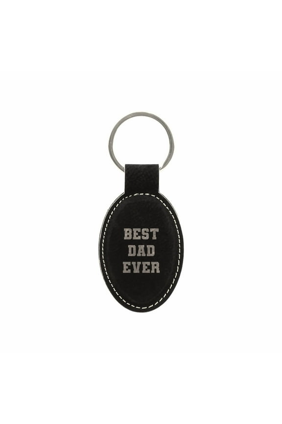 PrecisionNC Dad Gifts Best Dad Ever Engraved Keychain Key Tag Fathers Day Gift from Daughter Son (Black)