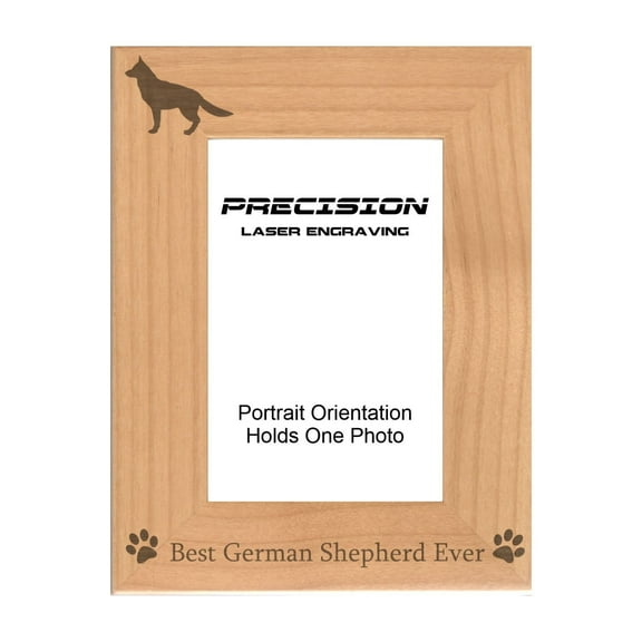 PrecisionNC Engraving Dog Pet Frames Best German Shepherd Ever with Paw Prints Engraved Natural Wood Picture Frame 5x7 Portrait