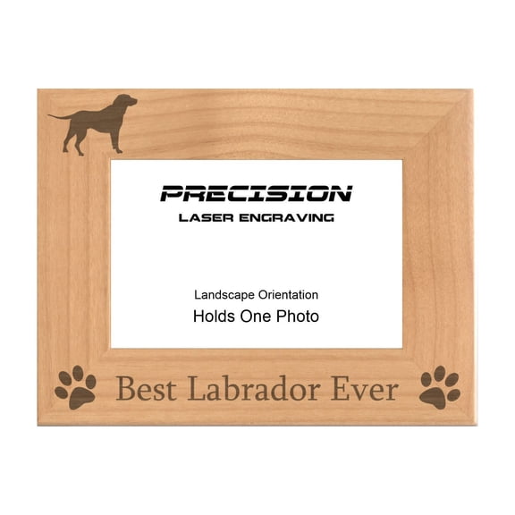 PrecisionNC Engraving Dog Pet Frames Best Labrador Ever with Paw Prints Engraved Natural Wood Picture Frame 5x7 Landscape