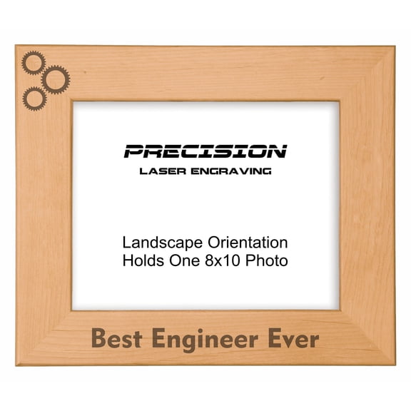 PrecisionNC Engraving Engineer Gifts Best Engineer Ever with Gears Engraved Natural Wood Picture Frame 8x10 Landscape