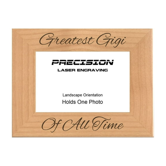 PrecisionNC Engraving Gift for Grandma Greatest Gigi of All Time Engraved Natural Wood Picture Frame 4x6 Landscape