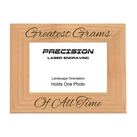 PrecisionNC Engraving Gift for Grandma Greatest Grams of All Time Engraved Natural Wood Picture Frame 4x6 Landscape