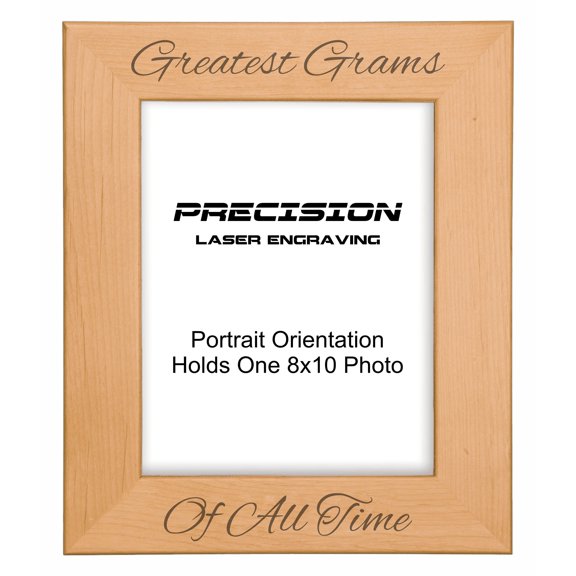 PrecisionNC Engraving Gift for Grandma Greatest Grams of All Time Engraved Natural Wood Picture Frame 8x10 Portrait