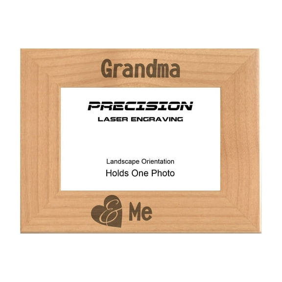 PrecisionNC Engraving Grandma Gifts Grandma and Me Grandchild with Heart Engraved Natural Wood Picture Frame 4x6 Landscape