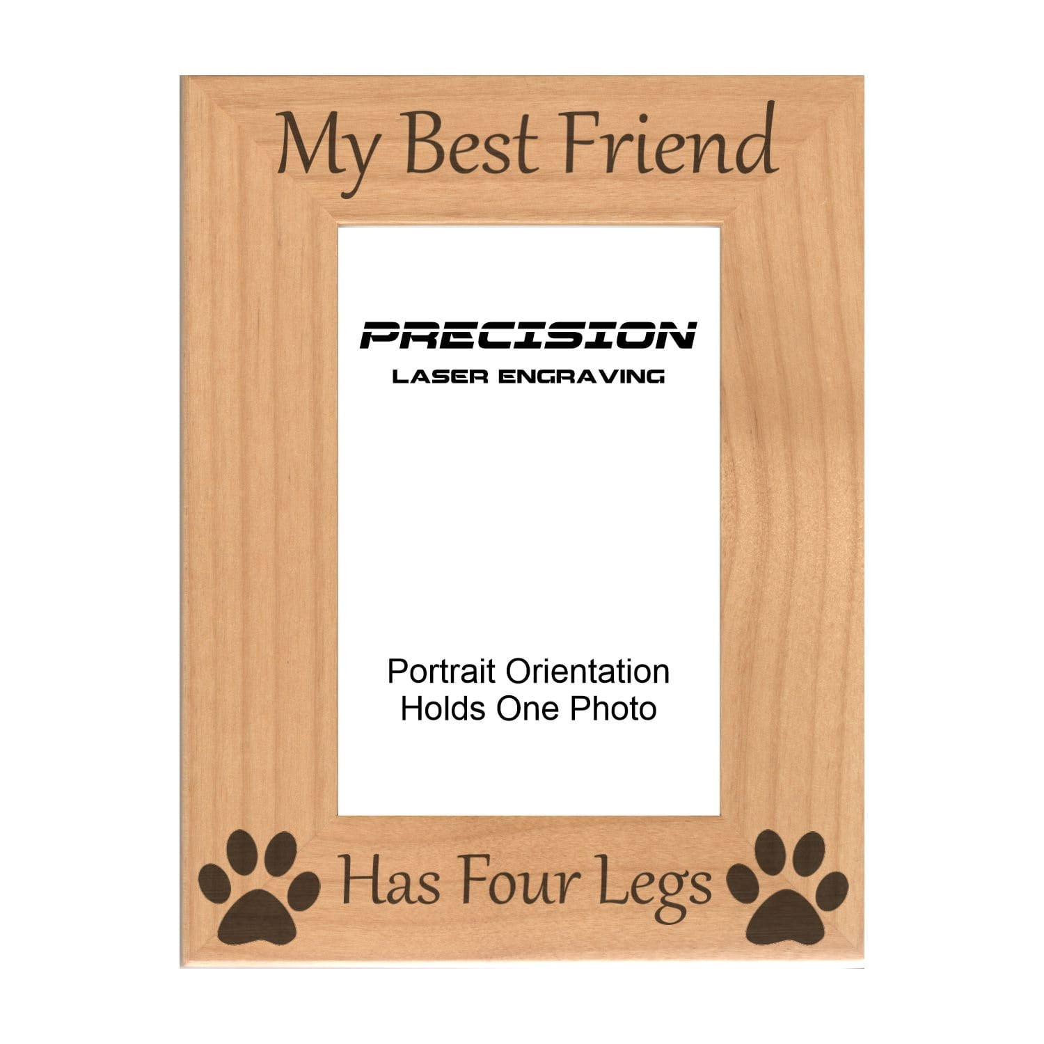 Kate Posh Doggie Paw Prints Wooden Picture Frame - Holds 5x7 Vertical Photo, Hand-Crafted With Glass Front