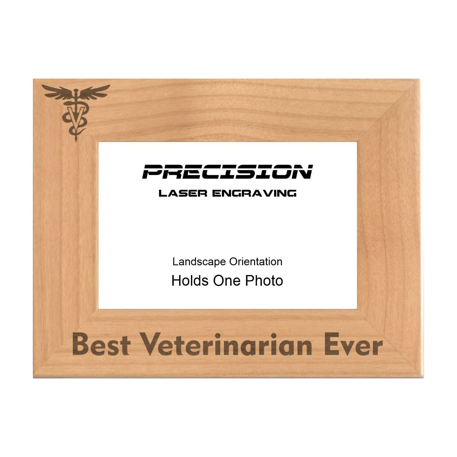 PrecisionNC Engraving Vet Gifts Best Veterinarian Ever with Caduceus Symbol Engraved Natural