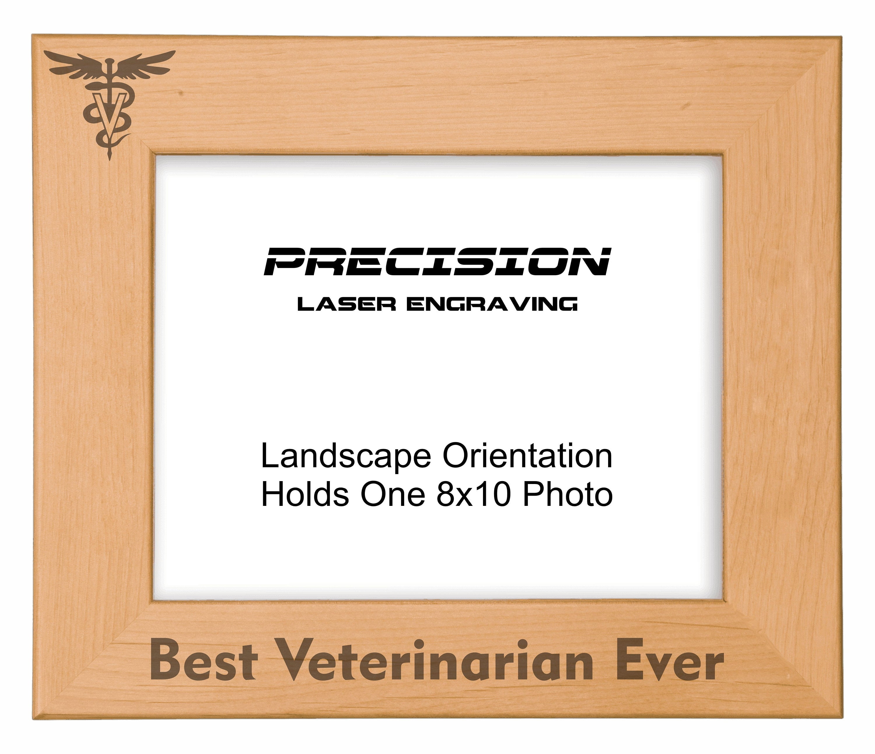 PrecisionNC Engraving Vet Gifts Best Veterinarian Ever with Caduceus Symbol Engraved Natural