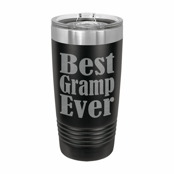 PrecisionNC Fathers Day Gift for Grandpa Best Gramp Ever Engraved Stainless Steel Travel Mug Tumbler with Lid 20 ounce Black