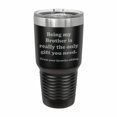 thumbnail image 1 of PrecisionNC Funny Brother Gifts Being my Brother is really the only gift you need Engraved Stainless Steel Travel Mug Tumbler with Lid 30 ounce Black, 1 of 2