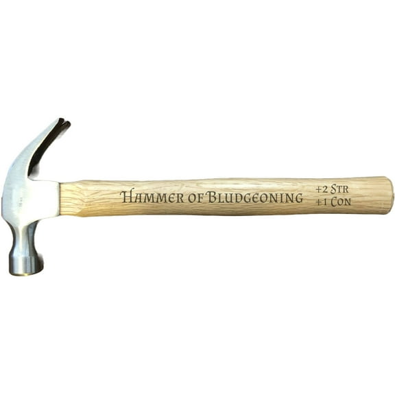 PrecisionNC Funny D&D DND Gifts Hammer of Bludgeoning Engraved Wood Handle 16 oz Claw Hammer Nerdy Birthday Gifts