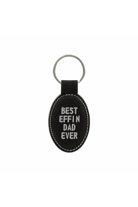 PrecisionNC Funny Dad Gifts Best Effin Dad Ever Engraved Keychain Key Tag Fathers Day Gift from Daughter Son (Black)