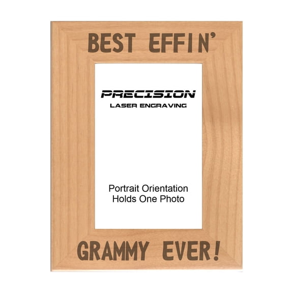 PrecisionNC Funny Grandma Gifts Best Effin Grammy Ever Engraved Natural Wood Picture Frame from Grandchild 4x6 Portrait