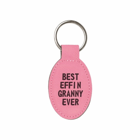 PrecisionNC Funny Grandma Gifts Best Effin Granny Ever Engraved Keychain Key Tag Mothers Day Gift Grandson Granddaughter (Pink)