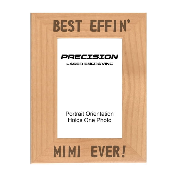 PrecisionNC Funny Grandma Gifts Best Effin Mimi Ever Engraved Natural Wood Picture Frame from Grandchild 4x6 Portrait