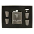 thumbnail image 1 of PrecisionNC Funny Nurse Gifts Nurses Need Shots Too Engraved Stainless Steel 6 oz Flask RN Large Box Set, 1 of 2