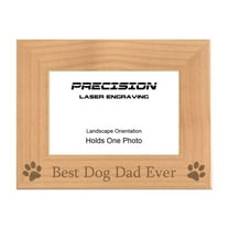 PrecisionNC Funny Pet Frames Best Dog Dad Ever with Paw Prints Engraved Natural Wood Picture Frame 4x6 Landscape