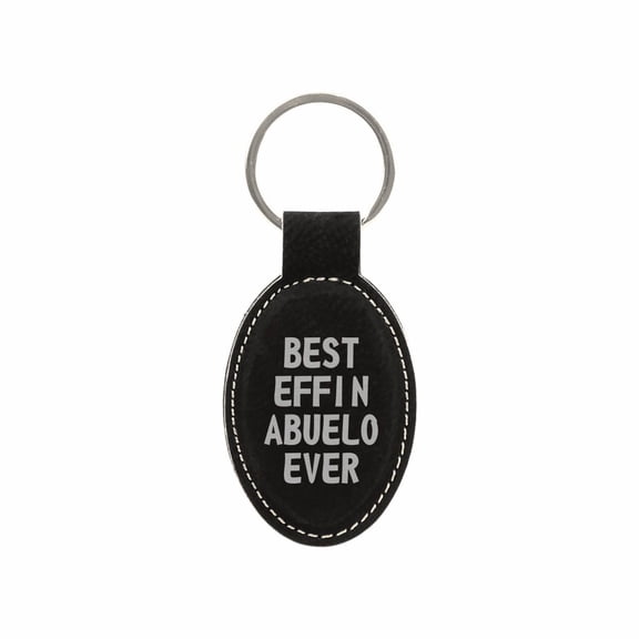 PrecisionNC Funny Spanish Grandpa Gifts Best Effin Abuelo Ever Engraved Keychain Key Tag Fathers Day Gift Grandson Granddaughter (Black)