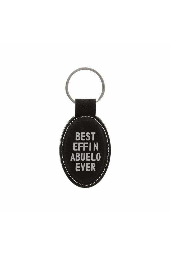 PrecisionNC Funny Spanish Grandpa Gifts Best Effin Abuelo Ever Engraved Keychain Key Tag Fathers Day Gift Grandson Granddaughter (Black)