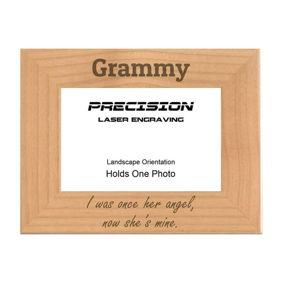 PrecisionNC Grammy Remembrance Frame I was once her angel now she's mine Engraved Natural Wood Memorial Picture Frame 5x7 Landscape